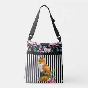 Fox rouge floral et sac de Crossbody de rayure