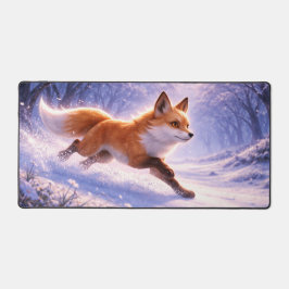 Fox Running in Winter Snow Schreibtischunterlage