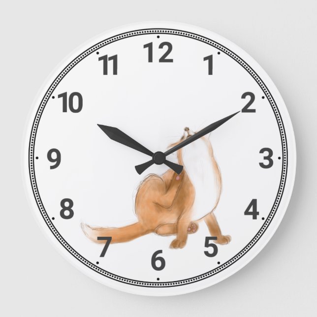 Fox scratching große wanduhr (Vorderseite)