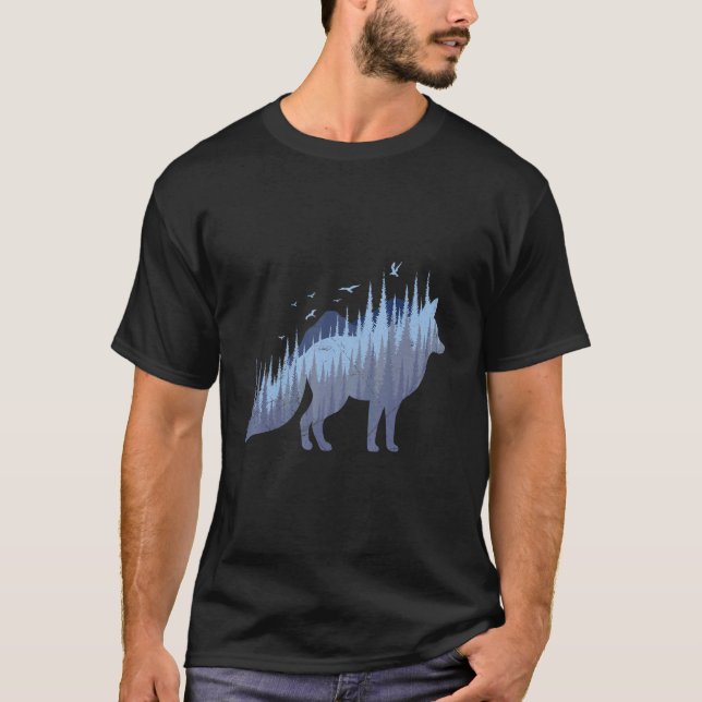Fox Silhouette Fuchs Wald Jäger T-Shirt (Vorderseite)