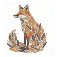 Fox-Silhouette mit detaillierten Leaf-Mustern