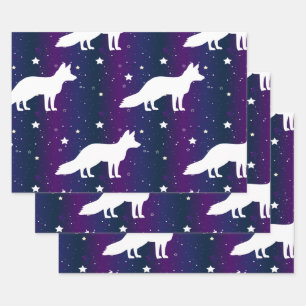 Fox Silhouette Starry Night Galaxy Lover Universum Geschenkpapier Set