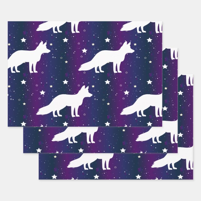 Fox Silhouette Starry Night Galaxy Lover Universum Geschenkpapier Set (Set)