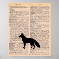 Fox Silhouette Vintages Wörterbuch Kinderzimmer Ku
