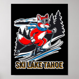 Fox Skifahren Alpine Ski-Abenteuer Lake Tahoe Kali Poster