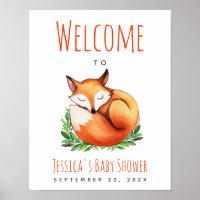 Fox Sleeping Woodland Baby Dusche Begrüßungszeiche
