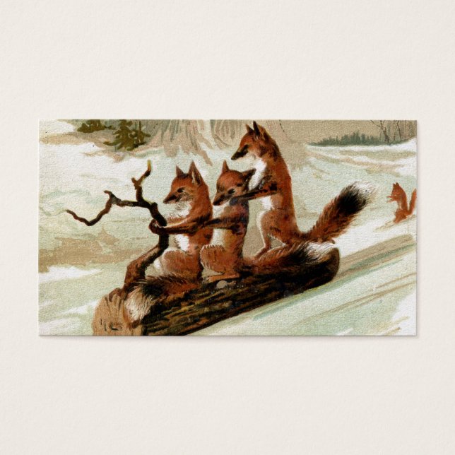 Fox Sleigh Ride Vintag Print (Vorderseite)