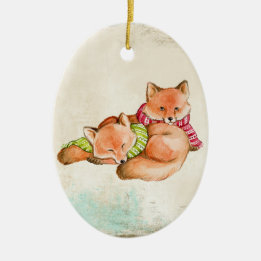 Fox Snuggles Verzierung Keramik Ornament
