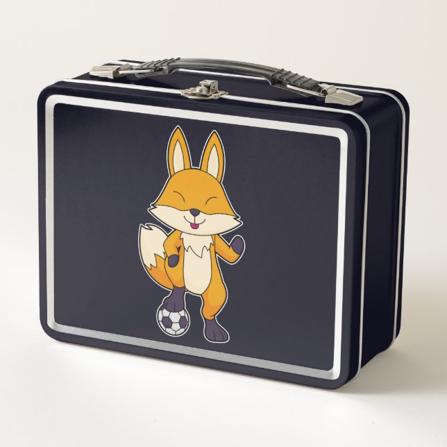 Fox Soccer Player Soccer Metall Brotdose (Vorderseite)