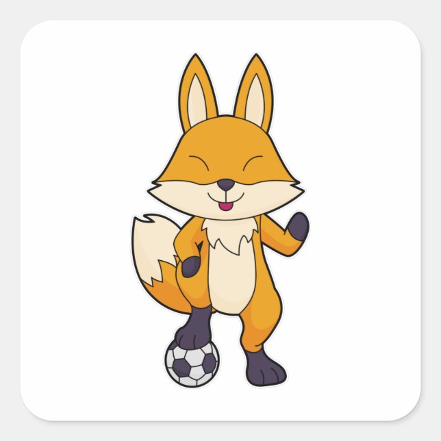 Fox Soccer Player Soccer Quadratischer Aufkleber (Vorderseite)