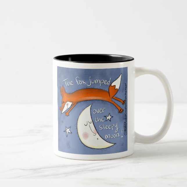 Fox sprang über den Mond Zweifarbige Tasse (Rechts)