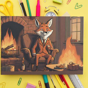 Fox Spreading Christmas Cheer Folien Feiertagspostkarte