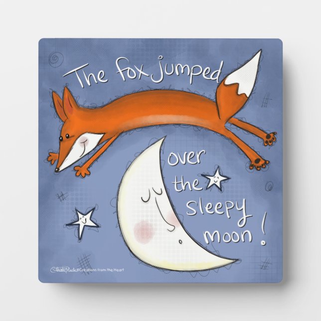 Fox springt über den Mond Fotoplatte (Vorderseite)