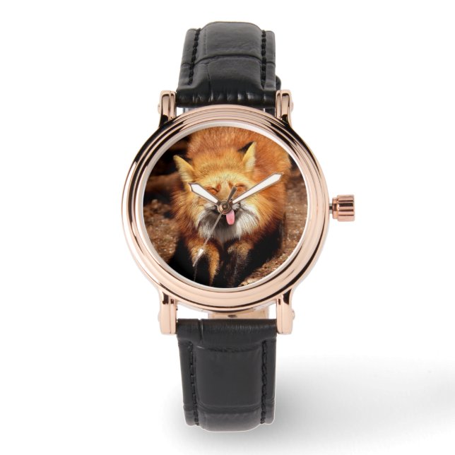 Fox Sticking Es ist Zunge-Out Armbanduhr (Vorderseite)