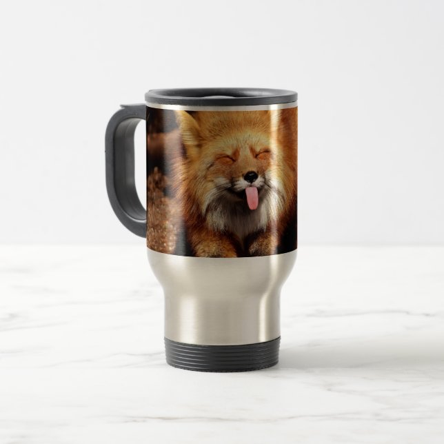 Fox Sticking Es ist Zunge-Out Reisebecher (Vorderseite Links)
