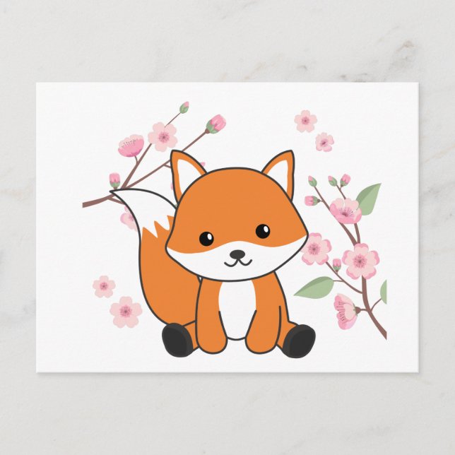 Fox Sweet Animaux Pour Kawaii Foxes Carte Postale (Devant)