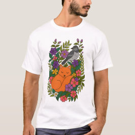 Fox, Taube und Blume T-Shirt