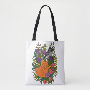 Fox, Taube und Blume Tasche