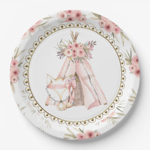 Fox TeePee Tribal Baby Shower Paper Teller