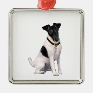 Fox Terrier (A) - glatt - schwarz-weiß Ornament Aus Metall