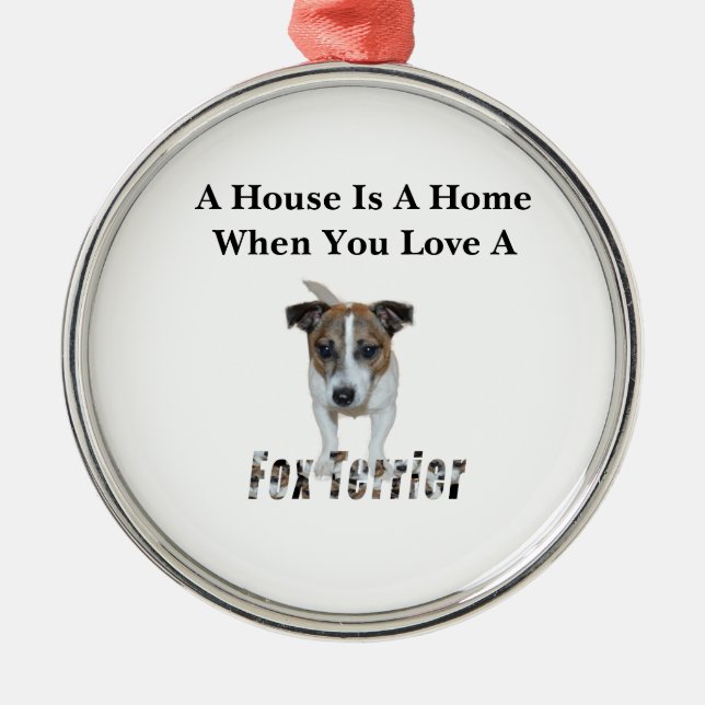 Fox Terrier And Fox Terrier Love Logo, Silbernes Ornament (Vorne)