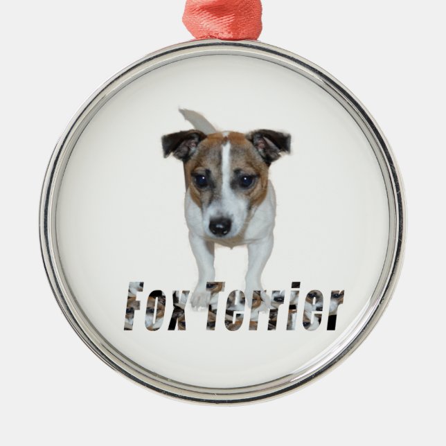 Fox Terrier avec logo, ornement en métal. (Devant)