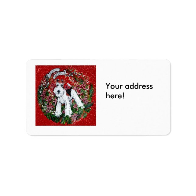 Fox Terrier Christmas Address Label Adressaufkleber (Vorne)