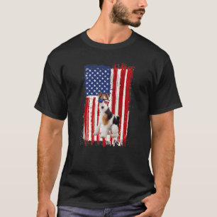 Fox Terrier Dog American Flag Patriotic 4. Ju T-Shirt