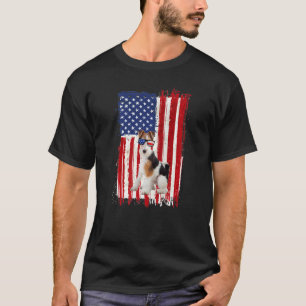 Fox Terrier Dog American Flag Patriotic 4. Ju T-Shirt