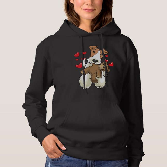 Fox Terrier Drahthaar Hund mit ausgestopfter Tier Hoodie (Vorderseite)