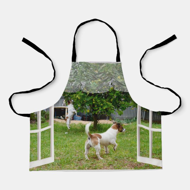 Fox Terrier durch mein Fenster, Kinder Schürze (Vorderseite)