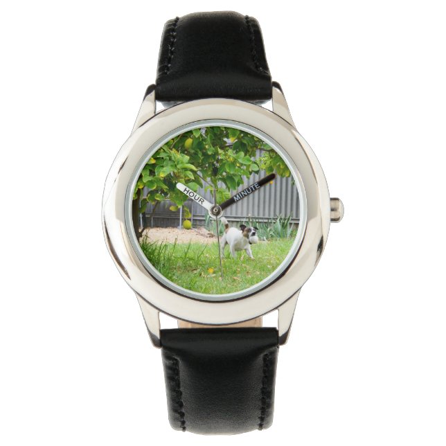 Fox Terrier Funny Scare Face, Armbanduhr (Vorderseite)