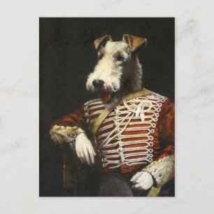 Fox Terrier in viktorianischer Kleidung Postkarte