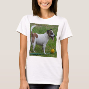 Fox Terrier mit seinem gelben Ball, Ladys Tshirt