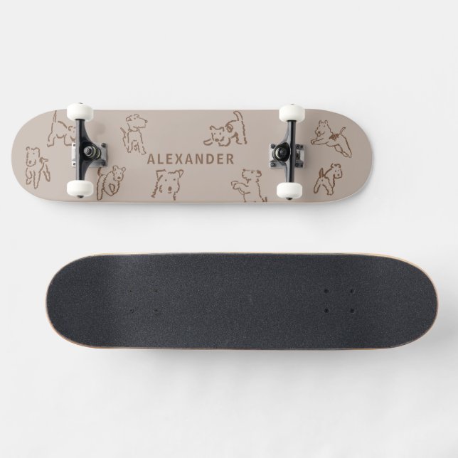 Fox Terrier Personalized Name Skateboard (Horz)