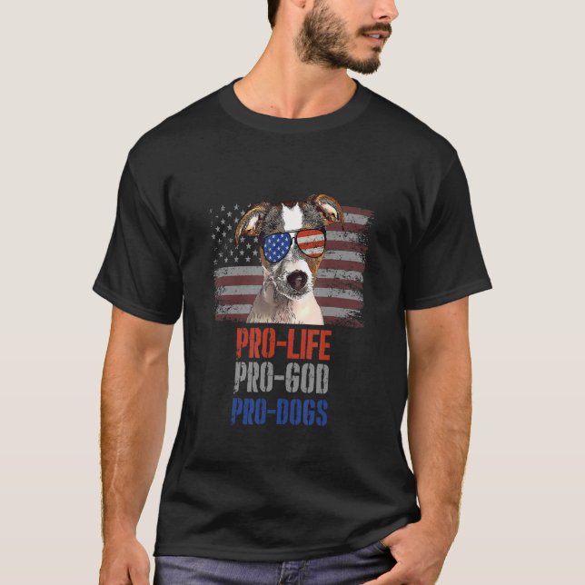 Fox Terrier Pro Life Pro God Pro Hunde T-Shirt (Vorderseite)