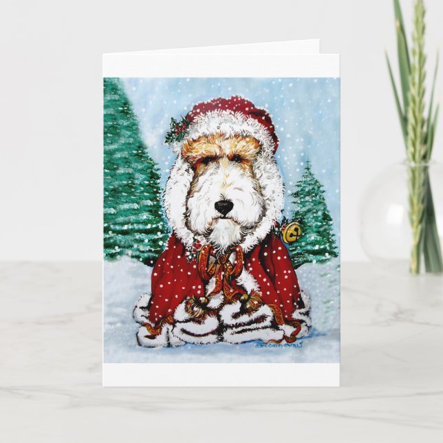 Fox Terrier Santa Claus! Feiertagskarte (Vorderseite)