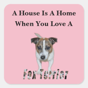 Fox Terrier und Fox Terrier Liebe Logo, rosa Quadratischer Aufkleber
