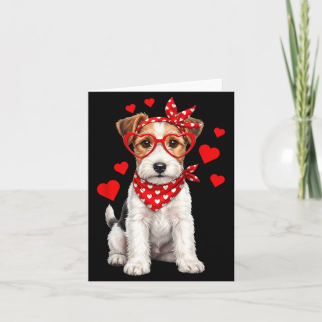 Fox Terrier Valentines Day Wirehaired Dog Lover He Karte (Vorderseite)