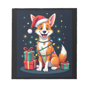 Fox Terrier Weihnachtsbeleuchtung Weihnachtsmann F Notizblock
