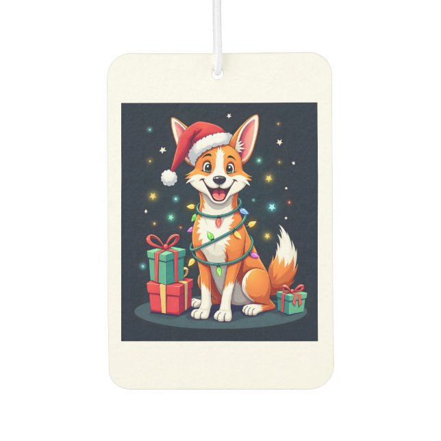 Fox Terrier Xmas Licht Santa Fox Terrier Dog Ch Autolufterfrischer (Vorderseite)