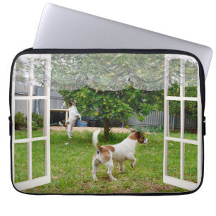 Fox Terriers spielen außerhalb meines Fensters, La Laptopschutzhülle