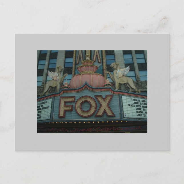 Fox Theater, Detroit, Michigan Postkarte (Vorderseite)