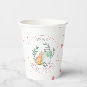 Fox Theme Baby Dusche Papiertüten rosa Pappbecher