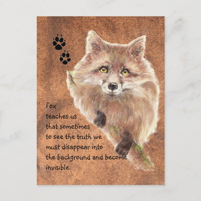 Fox, Tiertotem, Geistführer, Symbol Postkarte (Vorderseite)