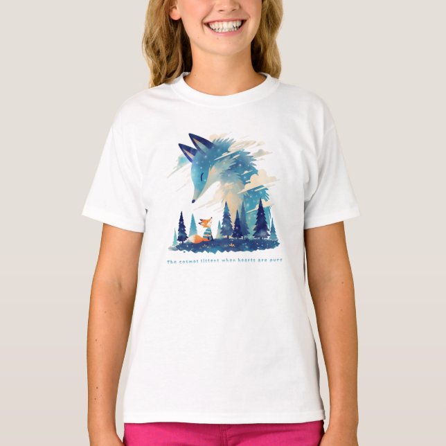 Fox treffen Kosmischer Fuchs Geist in Sternenhimme T-Shirt (Vorderseite)