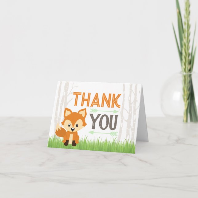 Fox Tribal Woodland Camper Kinderdusche Danke, C Dankeskarte (Vorderseite)