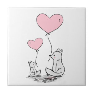 Fox und Balloon Keramik Tile Fliese