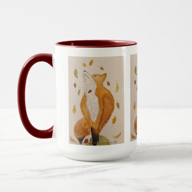 Fox und Fallende Blätter Kunst Tasse (Links)