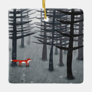 Fox und Forest Keramikornament